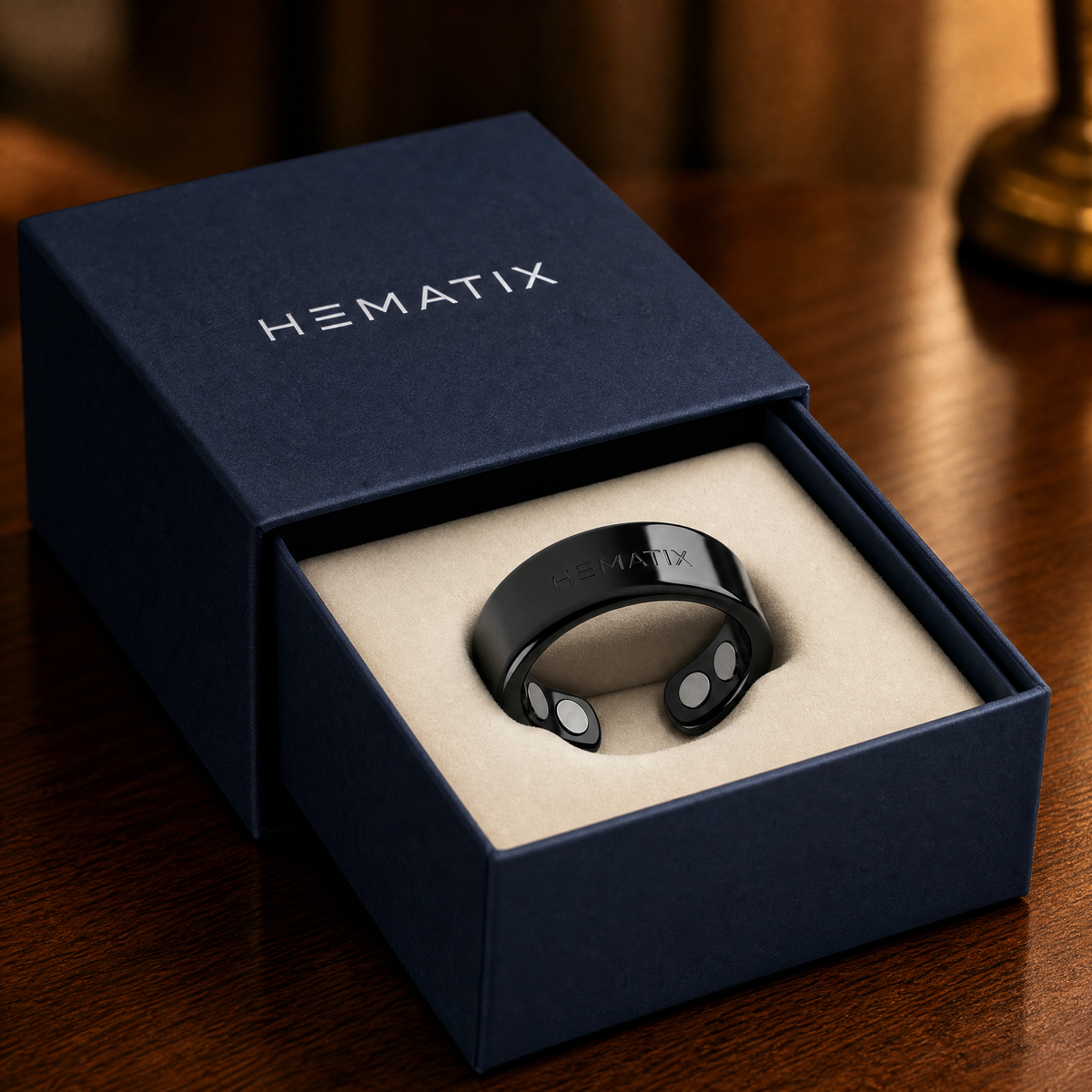 Hematix ring in its gift box