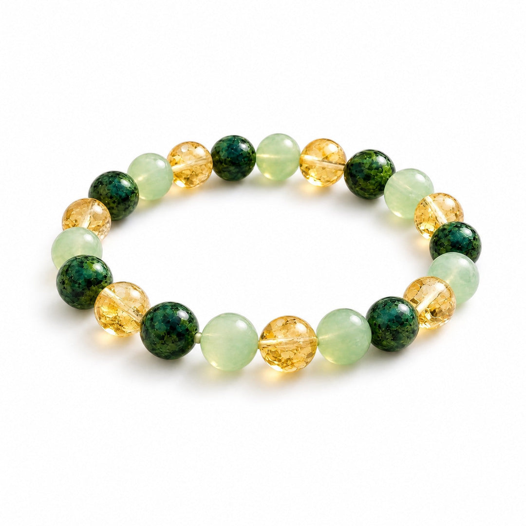 HEMATIX Abundance Bracelet — citrine, green aventurine and African turquoise, worn as one