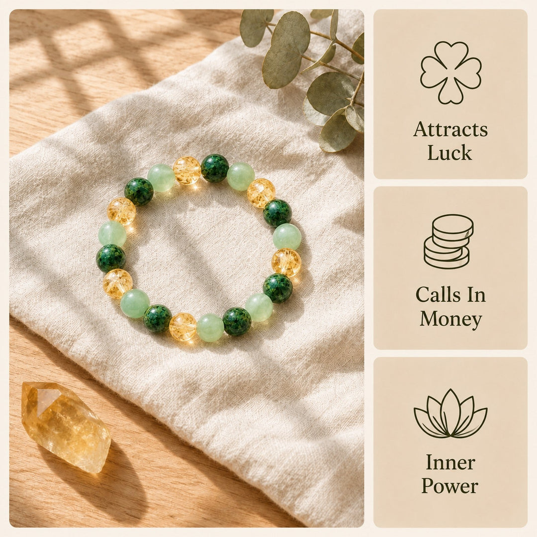 HEMATIX Abundance Bracelet on linen with citrine — attracts luck, calls in money, inner power